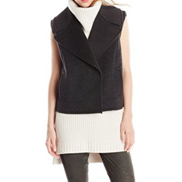 Elie Tahari Gray Willa Wool Convertible Vest in Dark Gray - Picture 3 of 13